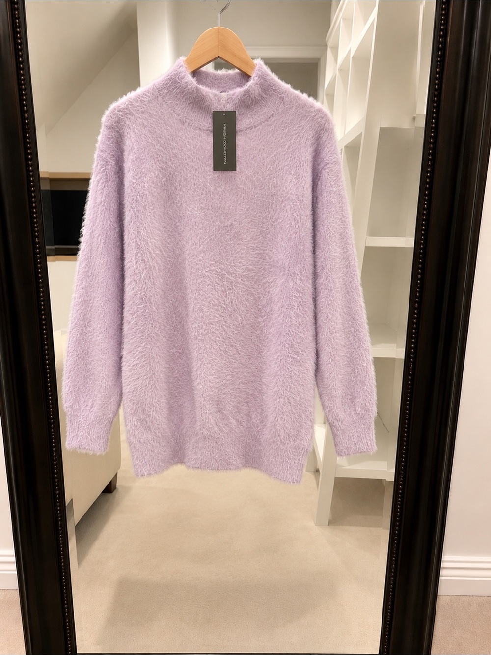 French Connection Edith Knits Side Split Jumper – Lilac Shimmer Cozy Mock Neck